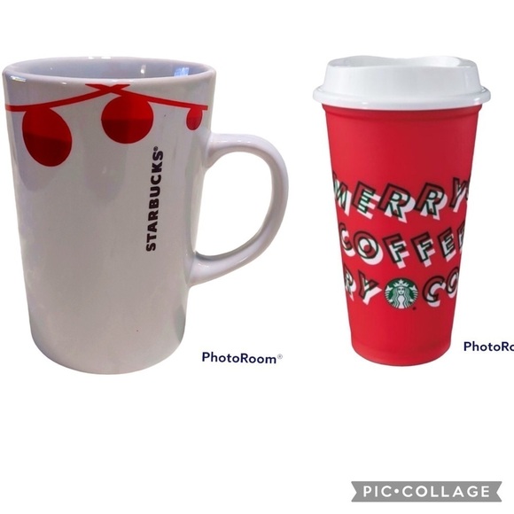 LOT of 2 Christmas Starbucks Mug and Reusable Cup - Picture 1 of 7